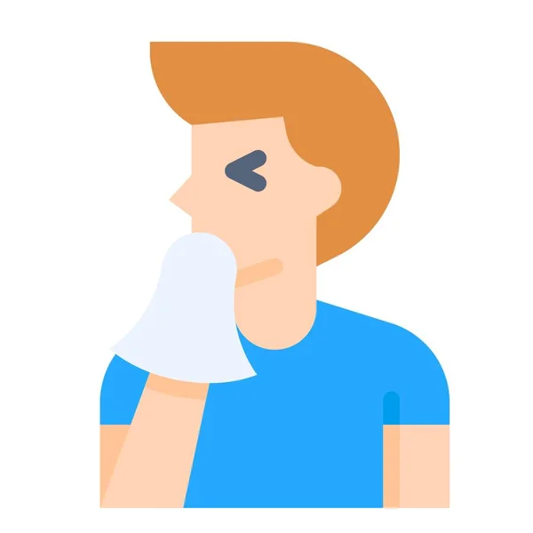 Man Covering His Mouth Handkerchief Vector Illustration Flat Design Icon — Stock Vector