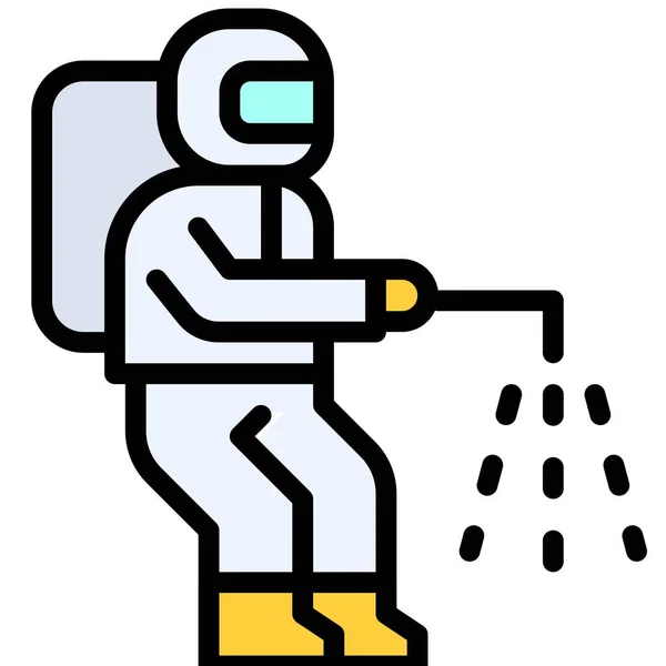 Ilustración Del Vector Hombre Desinfectante Icono Diseño Lleno — Vector de stock
