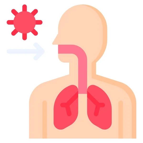 Illustration Vectorielle Virus Pneumonie Icône Design Plat — Image vectorielle