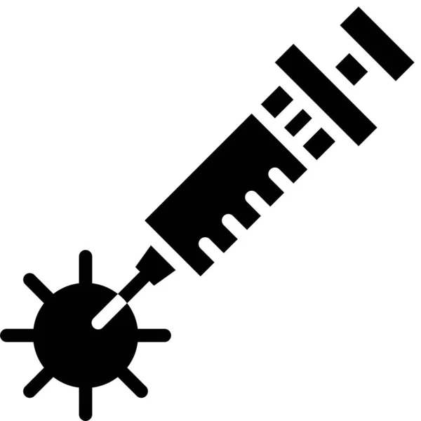 Injekce Injekční Stříkačky Vektorové Ilustraci Ikona Pevného Designu — Stockový vektor