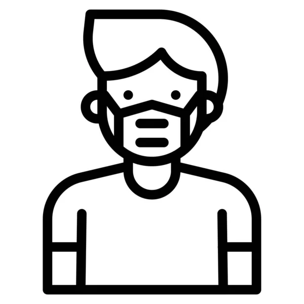 Seorang Pria Mengenakan Bedah Masker Vektor Ilustrasi Ikon Desain Baris - Stok Vektor