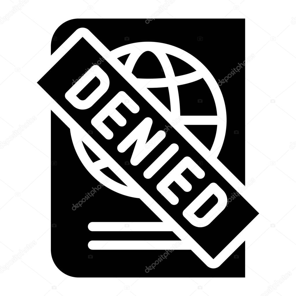 Passport denied vector illustration, solid design icon