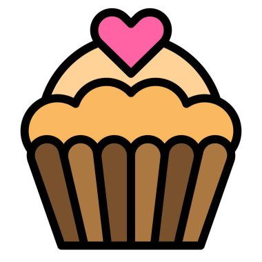 Cupcake veya Muffin vektör çizimi, iyi doldurulmuş biçim simgesi