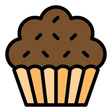 Cupcake veya Muffin vektör çizimi, iyi doldurulmuş biçim simgesi