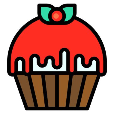 Cupcake veya Muffin vektör çizimi, iyi doldurulmuş biçim simgesi
