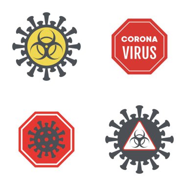 Coronavirus veya COVID-19 vektör illüstrasyonu hakkında çeşitli işaret ve sembol