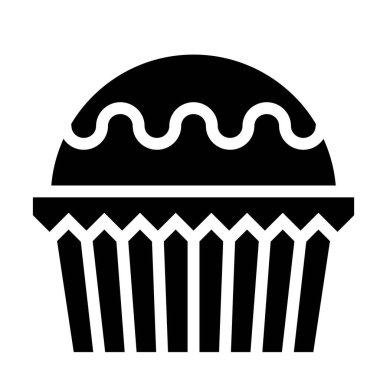 Cupcake veya Muffin vektör çizimi, iyi pişmiş katı biçim simgesi