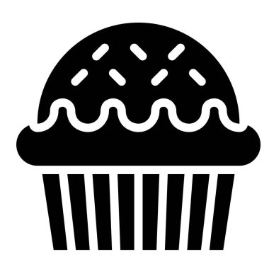 Cupcake veya Muffin vektör çizimi, iyi pişmiş katı biçim simgesi