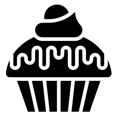 Cupcake veya Muffin vektör çizimi, iyi pişmiş katı biçim simgesi