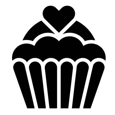 Cupcake veya Muffin vektör çizimi, iyi pişmiş katı biçim simgesi