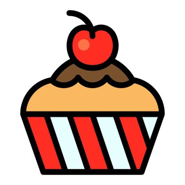 Cupcake veya Muffin vektör çizimi, iyi doldurulmuş biçim simgesi