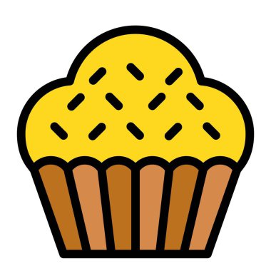 Cupcake veya Muffin vektör çizimi, iyi doldurulmuş biçim simgesi