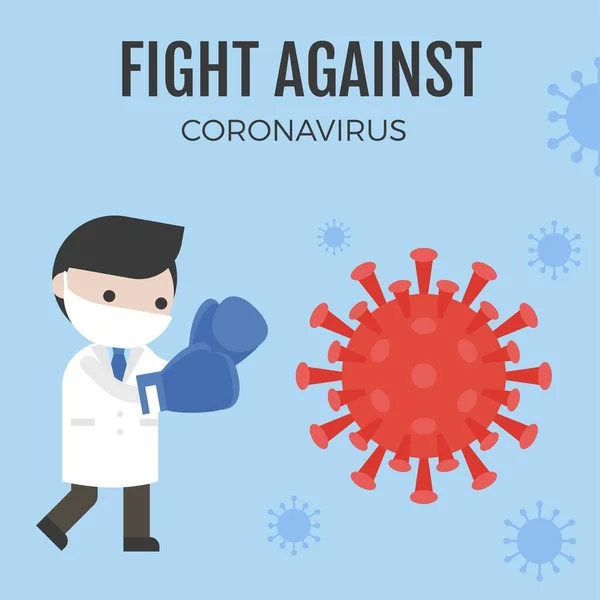 Médico Usando Luvas Boxe Luta Com Ilustração Vetorial Coronavírus —  Vetores de Stock