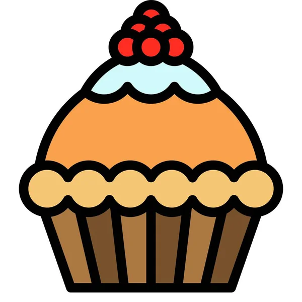 Cupcake Muffin Vecteur Illustration Cuite Bonne Icône Style Rempli — Image vectorielle