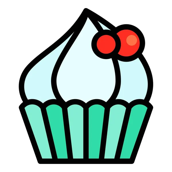 Cupcake Muffin Vector Illustration Baked Good Filled Style Icon — Stock Vector