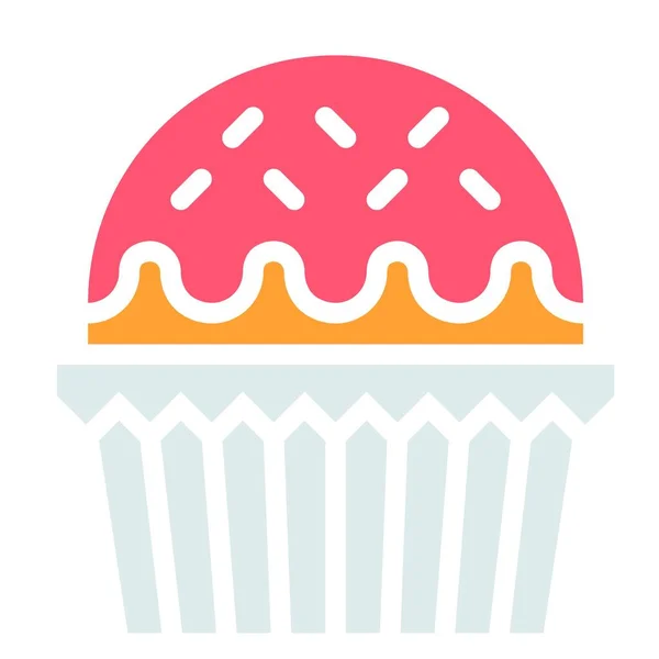 Cupcake Muffin Vector Illustratie Gebakken Goede Platte Stijl Icoon — Stockvector