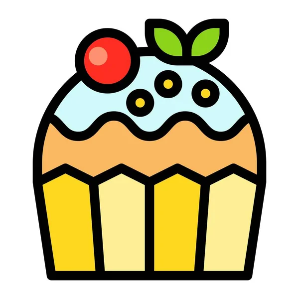 Cupcake Muffin Vetor Ilustração Cozido Bom Ícone Estilo Preenchido — Vetor de Stock