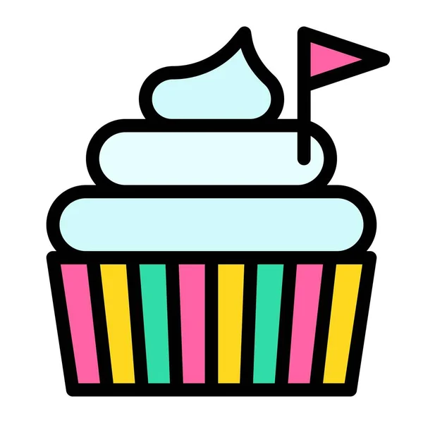 Cupcake Muffin Vetor Ilustração Cozido Bom Ícone Estilo Preenchido — Vetor de Stock