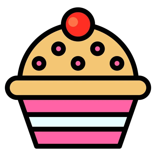 Cupcake Oder Muffin Vektor Illustration Gebackenes Gut Gefülltes Stilikon — Stockvektor