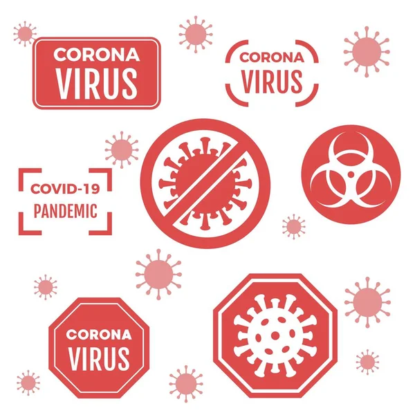 Coronavirus或Covid 19的各种符号和符号 — 图库矢量图片