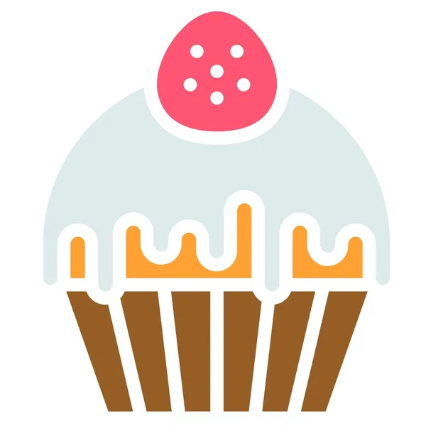 Illustrazione Vettoriale Cupcake Muffin Icona Buon Stile Piatto Forno — Vettoriale Stock