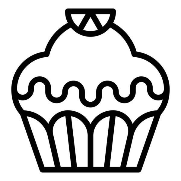 Cupcake Oder Muffin Vektor Illustration Gebackene Gute Linie Stil Symbol — Stockvektor