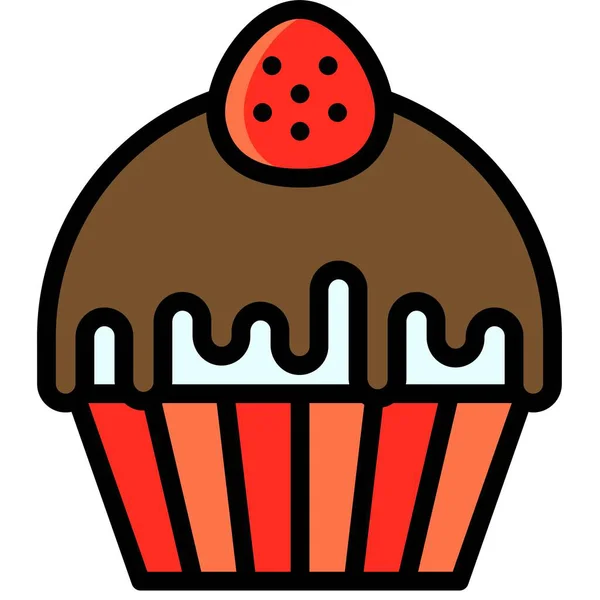 Cupcake Oder Muffin Vektor Illustration Gebackenes Gut Gefülltes Stilikon — Stockvektor