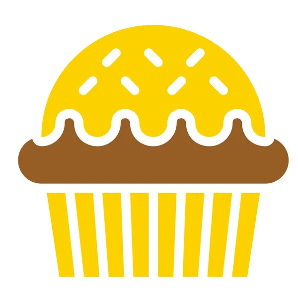 Cupcake Muffin Vecteur Illustration Cuite Bonne Icône Style Plat — Image vectorielle