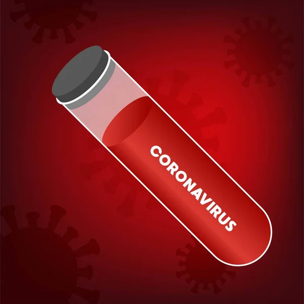 Sangre Tubo Ensayo Ilustración Del Vector Fondo Del Coronavirus Rojo — Vector de stock