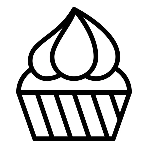 Cupcake Eller Muffin Vektor Illustration Bakad Bra Linje Stil Ikon — Stock vektor