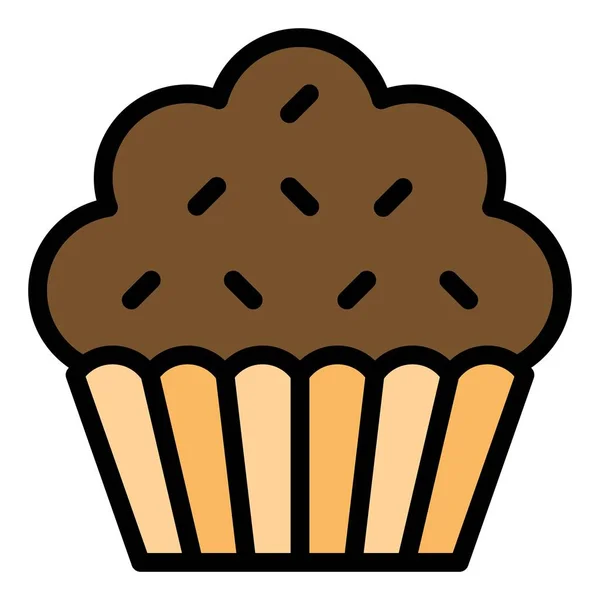 Cupcake Oder Muffin Vektor Illustration Gebackenes Gut Gefülltes Stilikon — Stockvektor