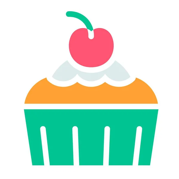 Cupcake Muffin Vetor Ilustração Cozido Bom Ícone Estilo Plano — Vetor de Stock