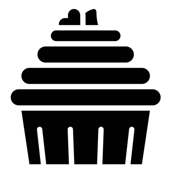 Cupcake Muffin Vettoriale Illustrazione Cotto Buona Icona Stile Solido — Vettoriale Stock