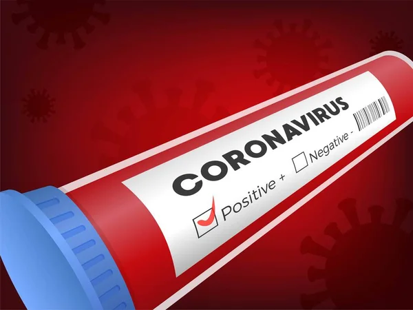 Provrör För Blodprov Vektorillustration Positiv Coronavirus — Stock vektor