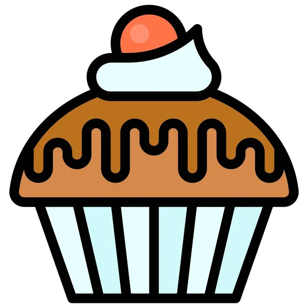 Cupcake Eller Muffin Vektor Illustration Bakad Bra Fylld Stil Ikon — Stock vektor