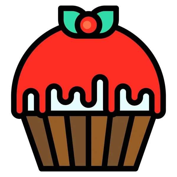 Cupcake Muffin Vetor Ilustração Cozido Bom Ícone Estilo Preenchido — Vetor de Stock