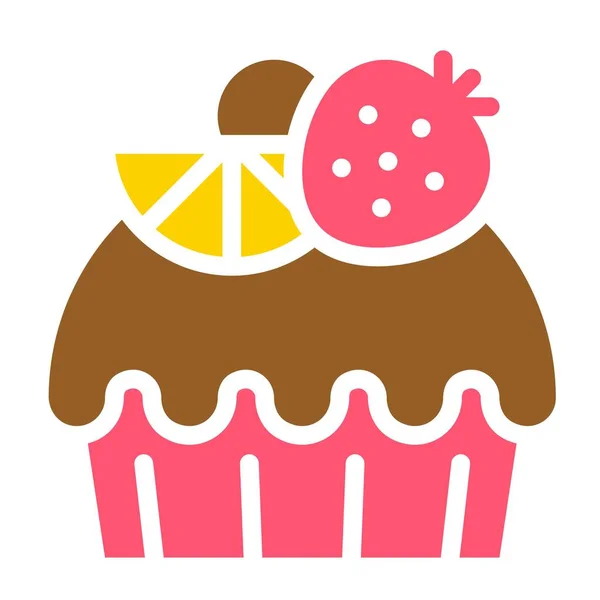 Cupcake Muffin Διανυσματική Απεικόνιση Ψημένο Καλό Επίπεδο Στυλ Εικονίδιο — Διανυσματικό Αρχείο