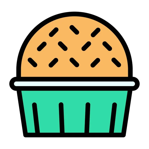 Cupcake Muffin Vetor Ilustração Cozido Bom Ícone Estilo Preenchido — Vetor de Stock