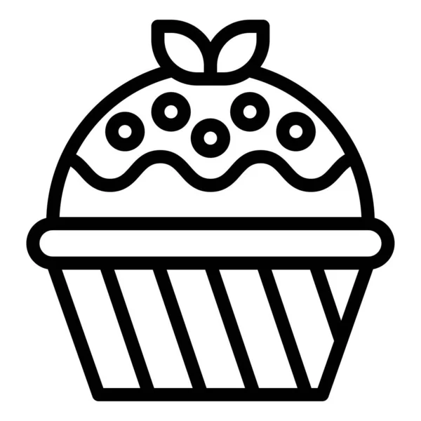 Cupcake Nebo Muffin Vektorové Ilustrace Pečené Dobré Linie Styl Ikony — Stockový vektor
