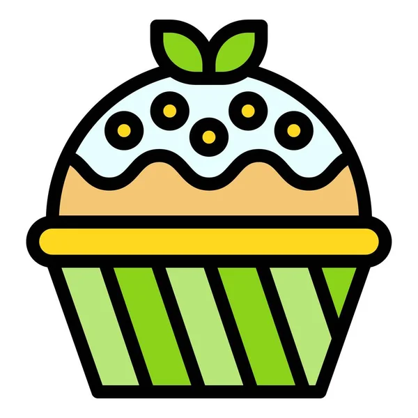 Cupcake Oder Muffin Vektor Illustration Gebackenes Gut Gefülltes Stilikon — Stockvektor