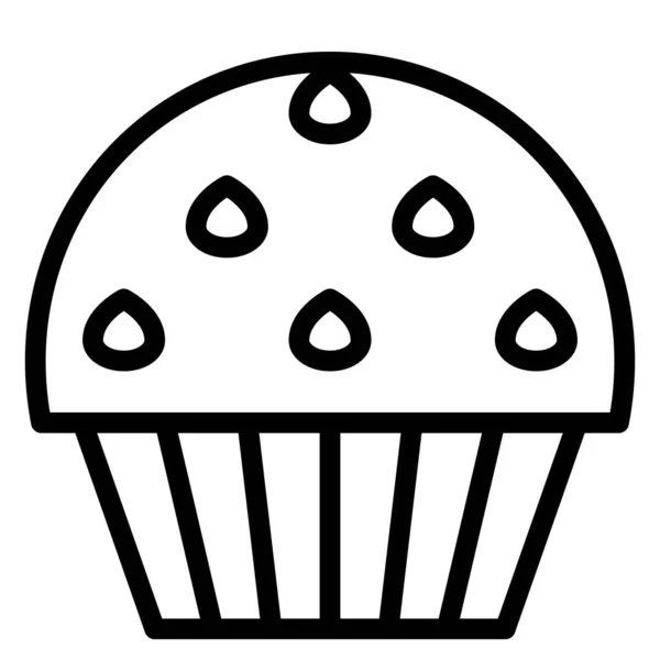 Cupcake Eller Muffin Vektor Illustration Bakad Bra Linje Stil Ikon — Stock vektor