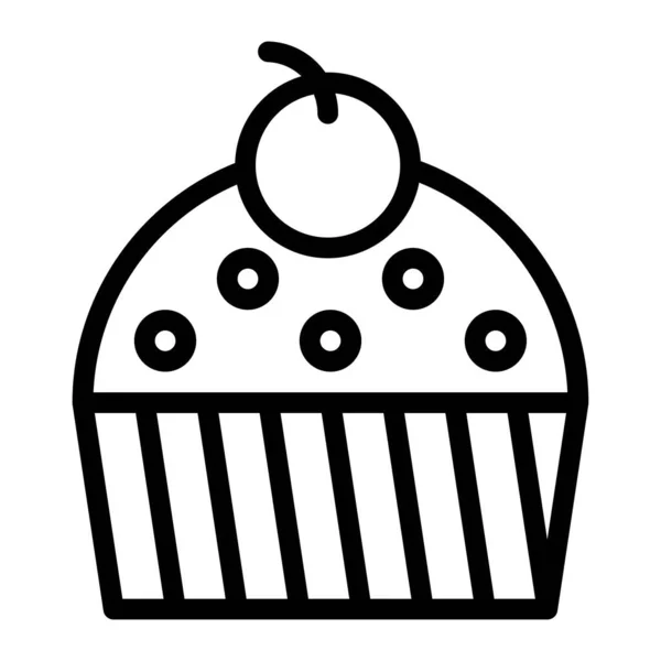 Cupcake Muffin Vector Illustratie Gebakken Goede Lijn Stijl Icoon — Stockvector