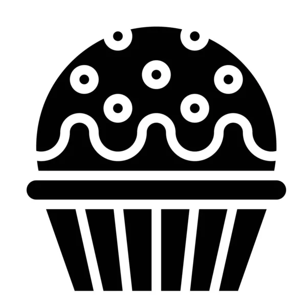Cupcake Muffin Vecteur Illustration Cuite Bonne Icône Style Solide — Image vectorielle