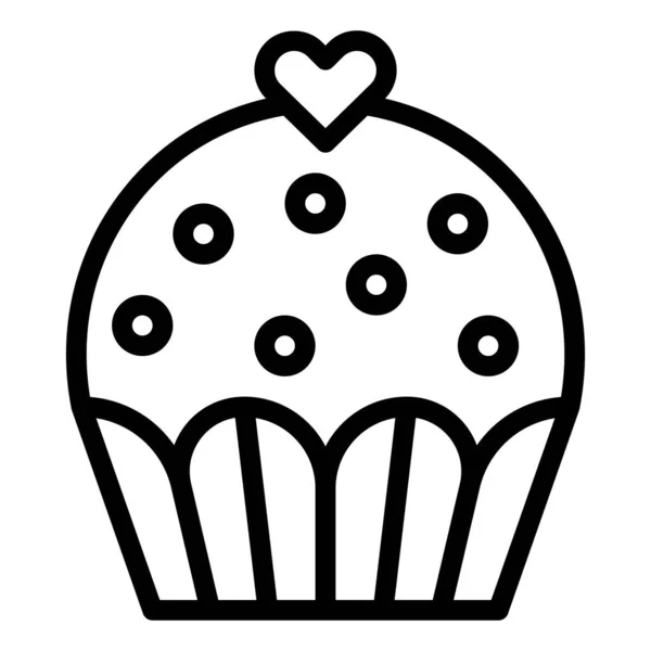 Cupcake Eller Muffin Vektor Illustration Bakad Bra Linje Stil Ikon — Stock vektor