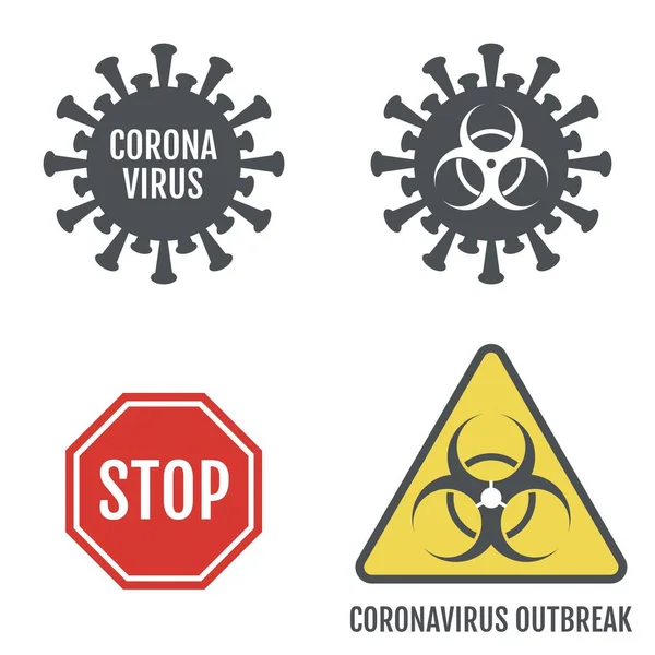Coronavirus Veya Covid Vektör Illüstrasyonu Hakkında Çeşitli Işaret Sembol — Stok Vektör