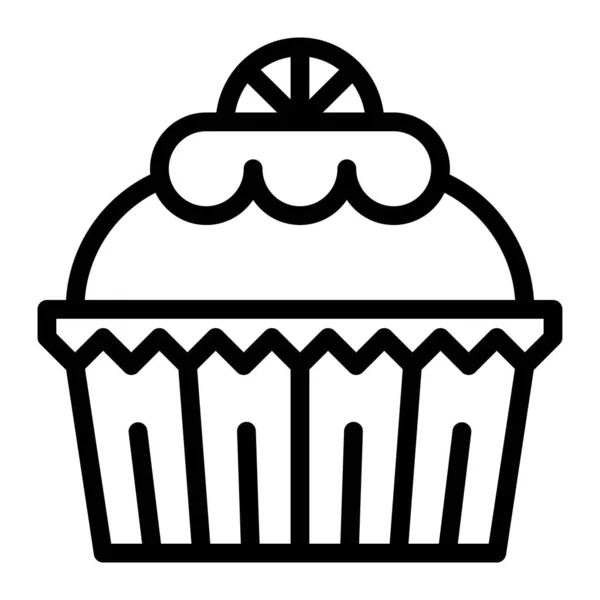 Cupcake Oder Muffin Vektor Illustration Gebackene Gute Linie Stil Symbol — Stockvektor