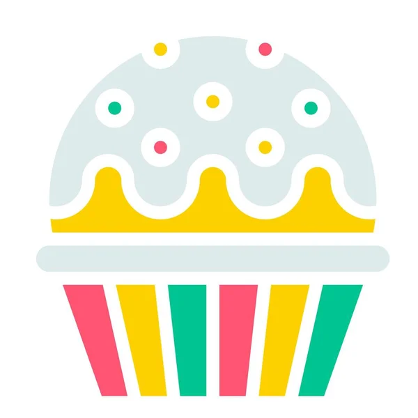 Cupcake Muffin Vector Illustratie Gebakken Goede Platte Stijl Icoon — Stockvector