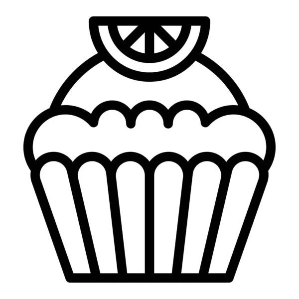 Cupcake Muffin Vetor Ilustração Cozido Ícone Bom Estilo Linha —  Vetores de Stock