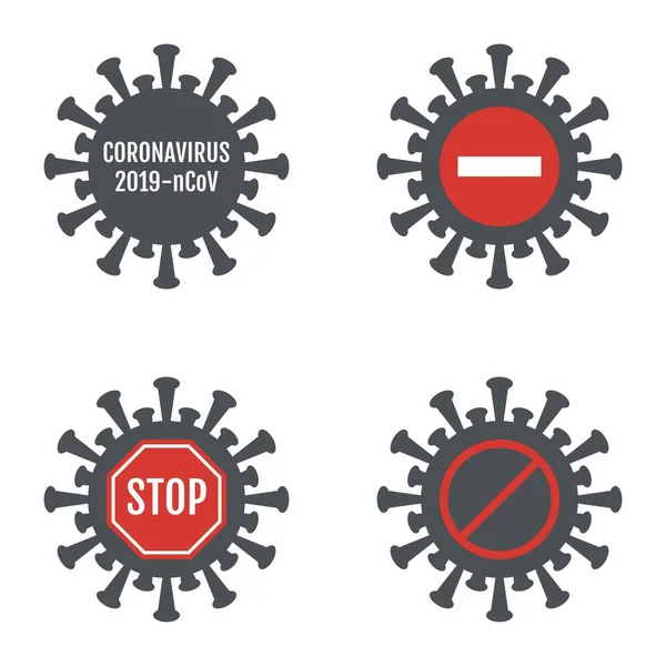 Coronavirus或Covid 19的各种符号和符号 — 图库矢量图片