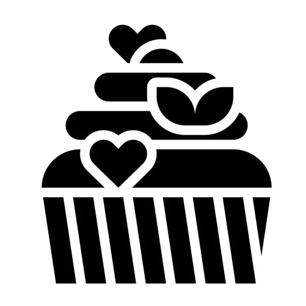 Cupcake Oder Muffin Vektor Illustration Gebackene Gute Solide Stil Symbol — Stockvektor